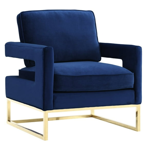 TOV Furniture Emory Navy Velvet Chair with Gold Base