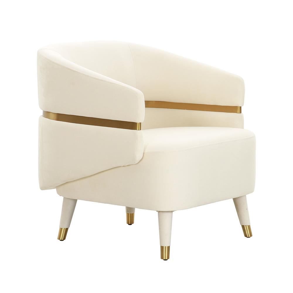 Ayla Cream Velvet and Gold Accent Chair