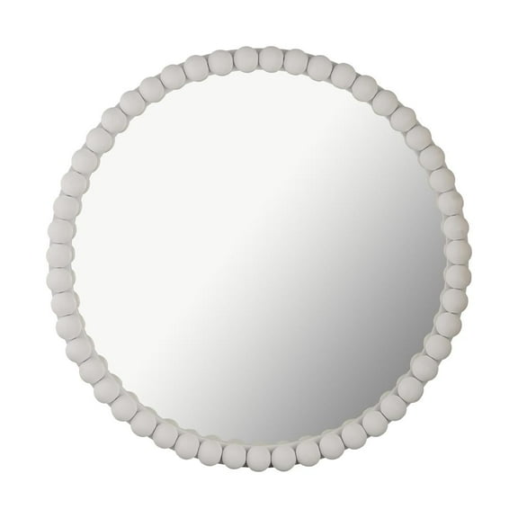 TOV Furniture Baria White Wood Frame Wall Mounted Round Mirror