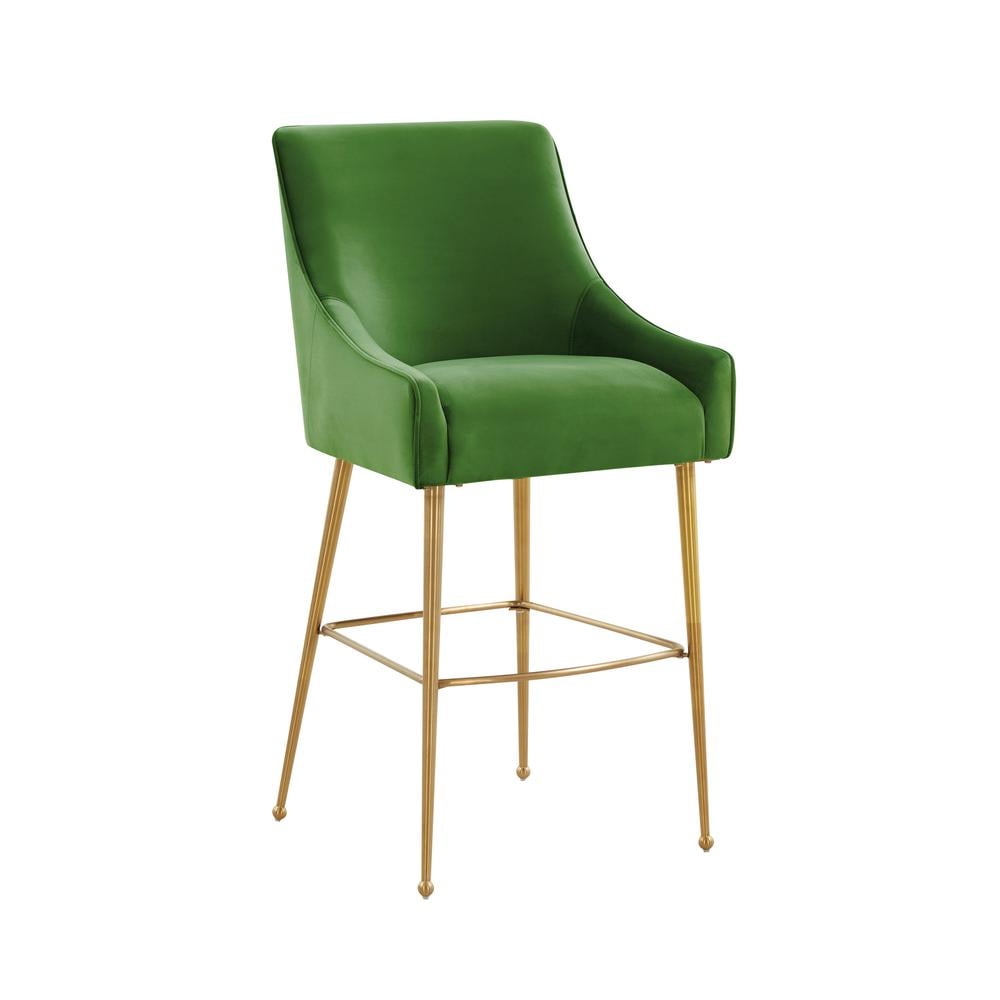 Beatrix Mid-Century Green Velvet Bar Stool with Gold Legs
