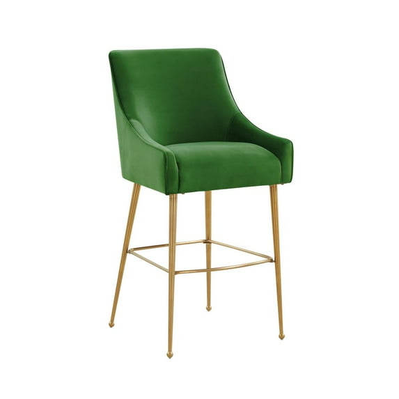 TOV Furniture Beatrix Green Velvet Counter Stool with Gold Legs