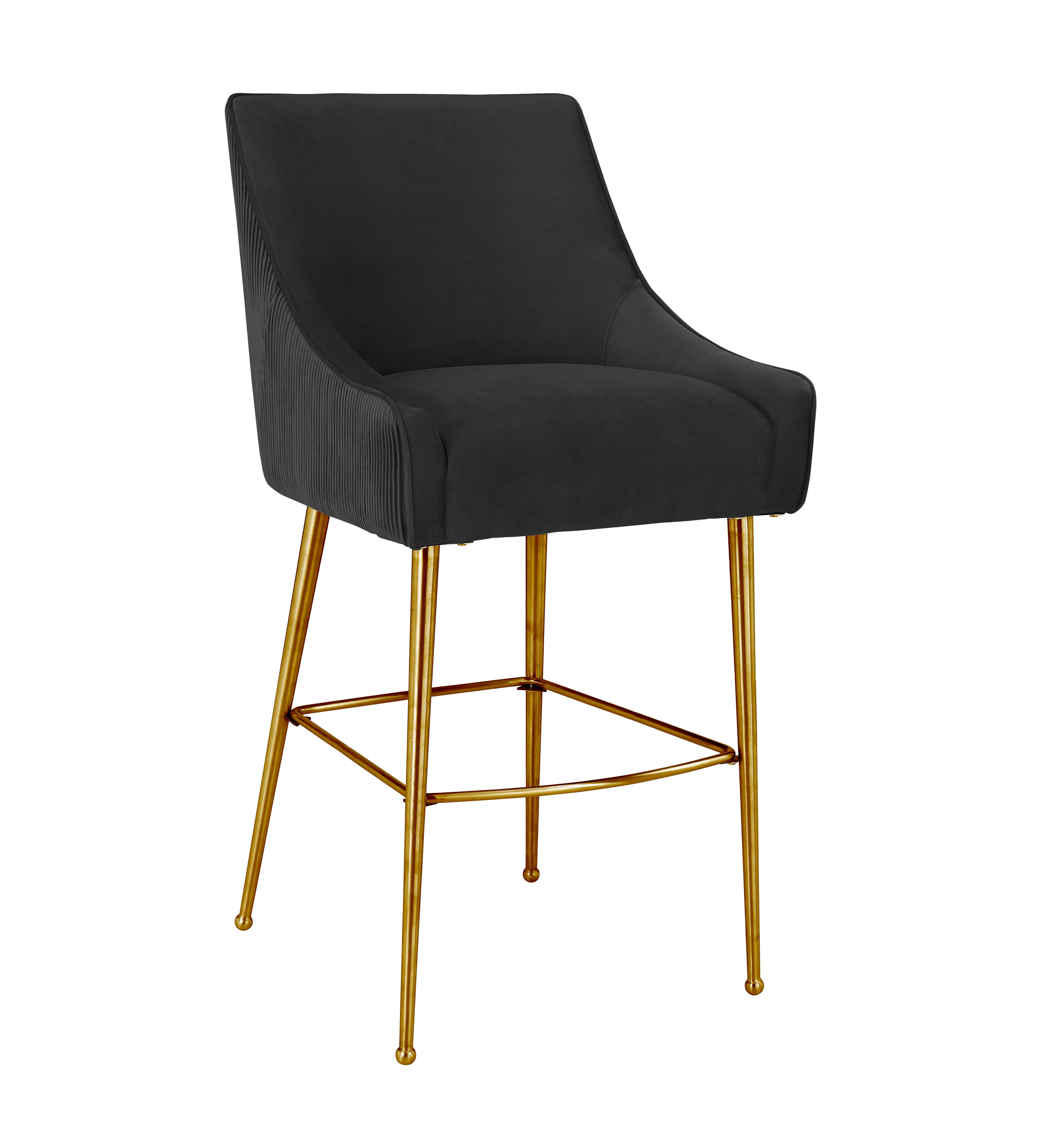Beatrix Black Velvet Counter Stool with Gold Stainless Steel Legs