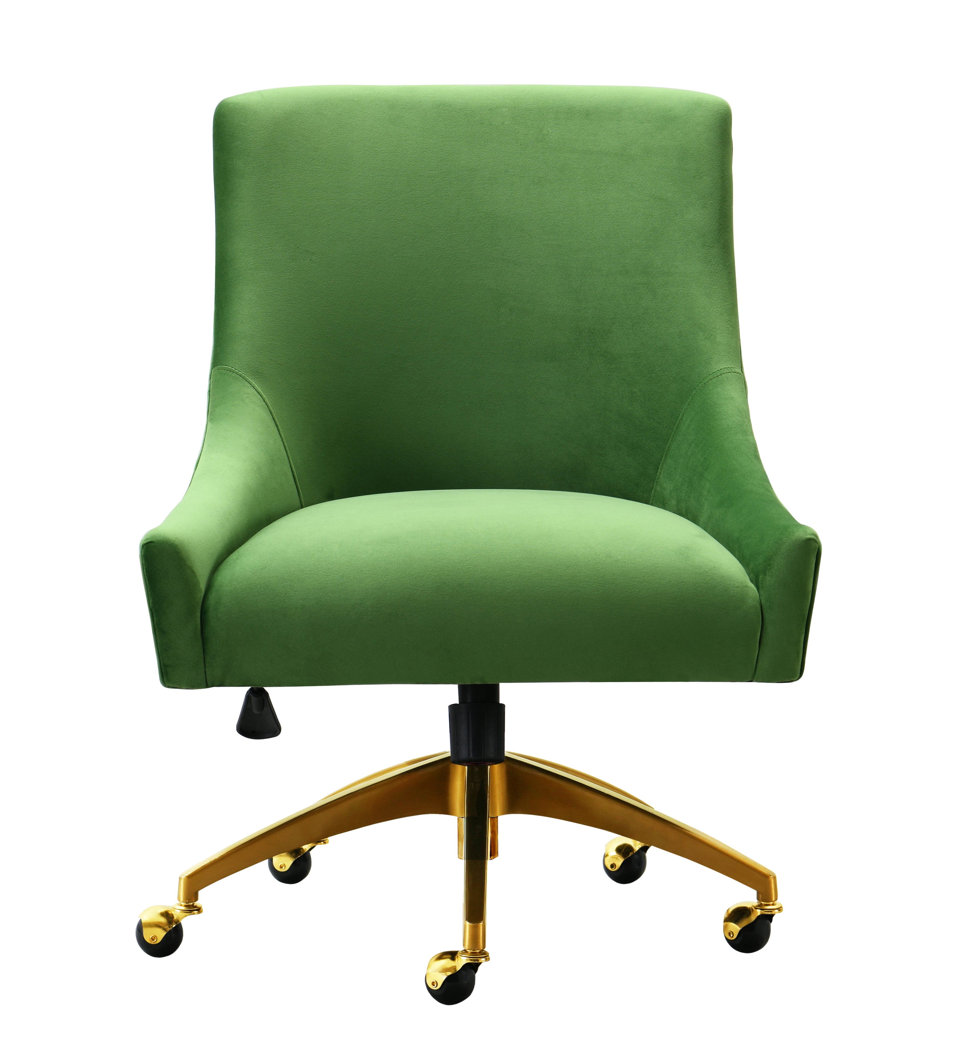 Beatrix Green Velvet Swivel Office Chair with Gold Base