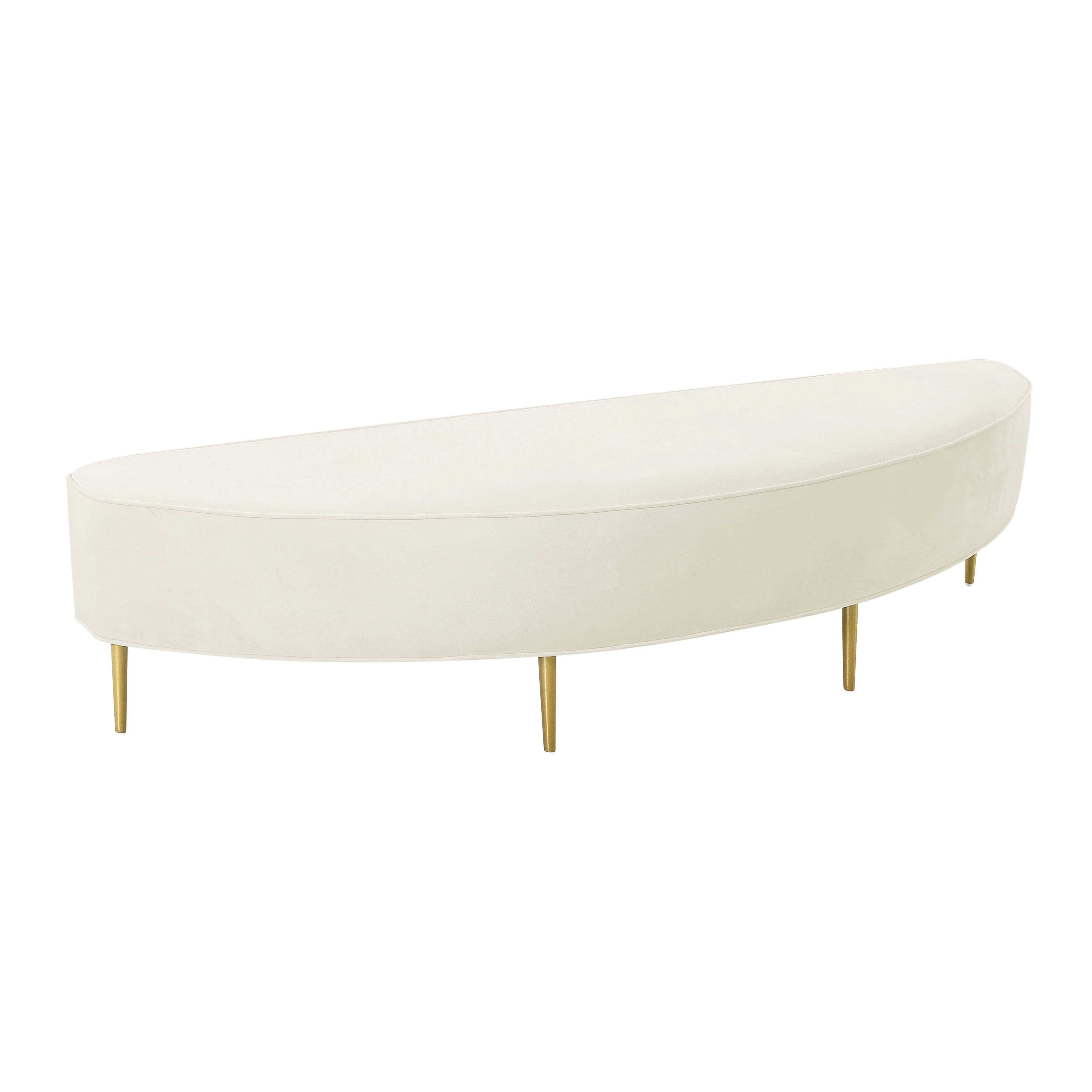 Bianca Cream Velvet Curved Queen Bench with Gold Iron Legs
