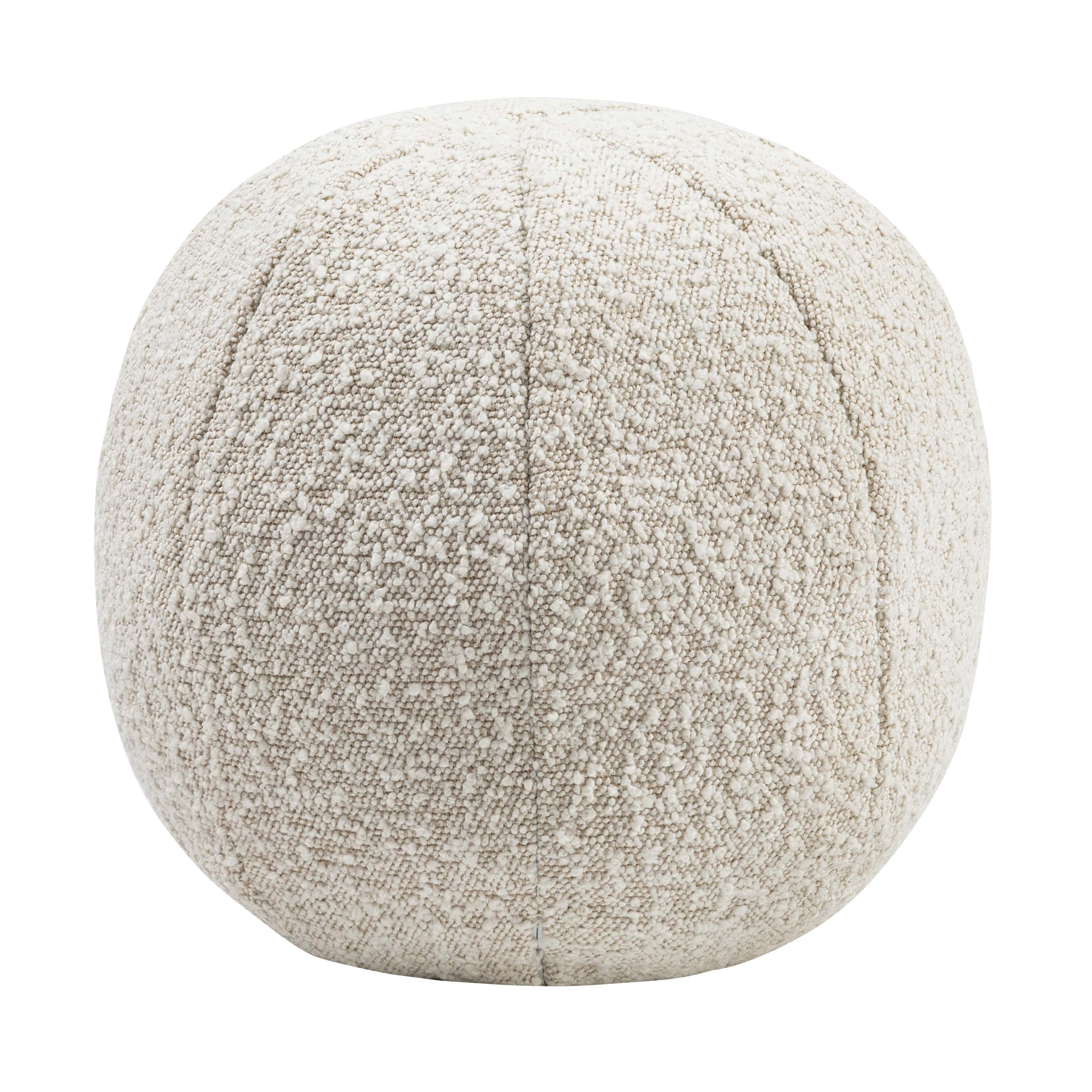 TOV Furniture Boba 14" Beige Boucl Round Decorative Pillow