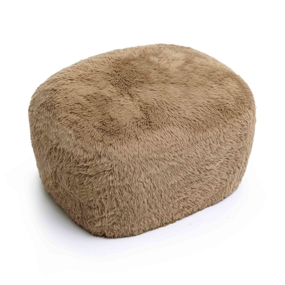 TOV Furniture Britt Dark Taupe Vegan Shearling Ottoman