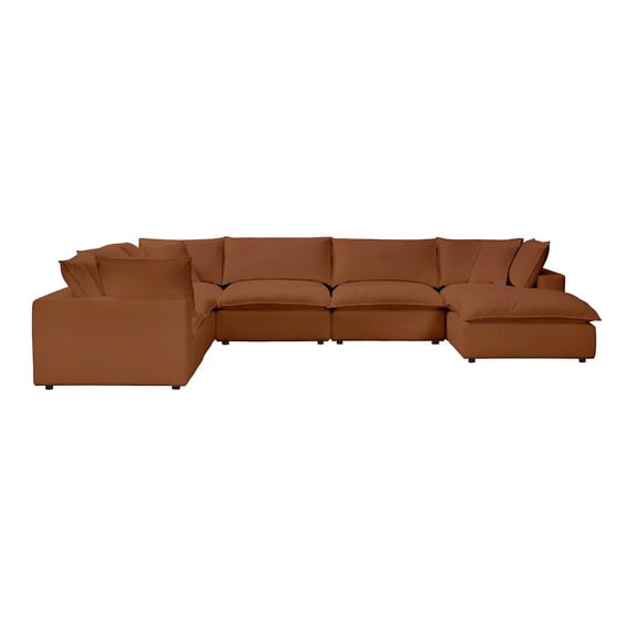 TOV Furniture Cali Rust Performance Fabric Modular Large Chaise Sectional