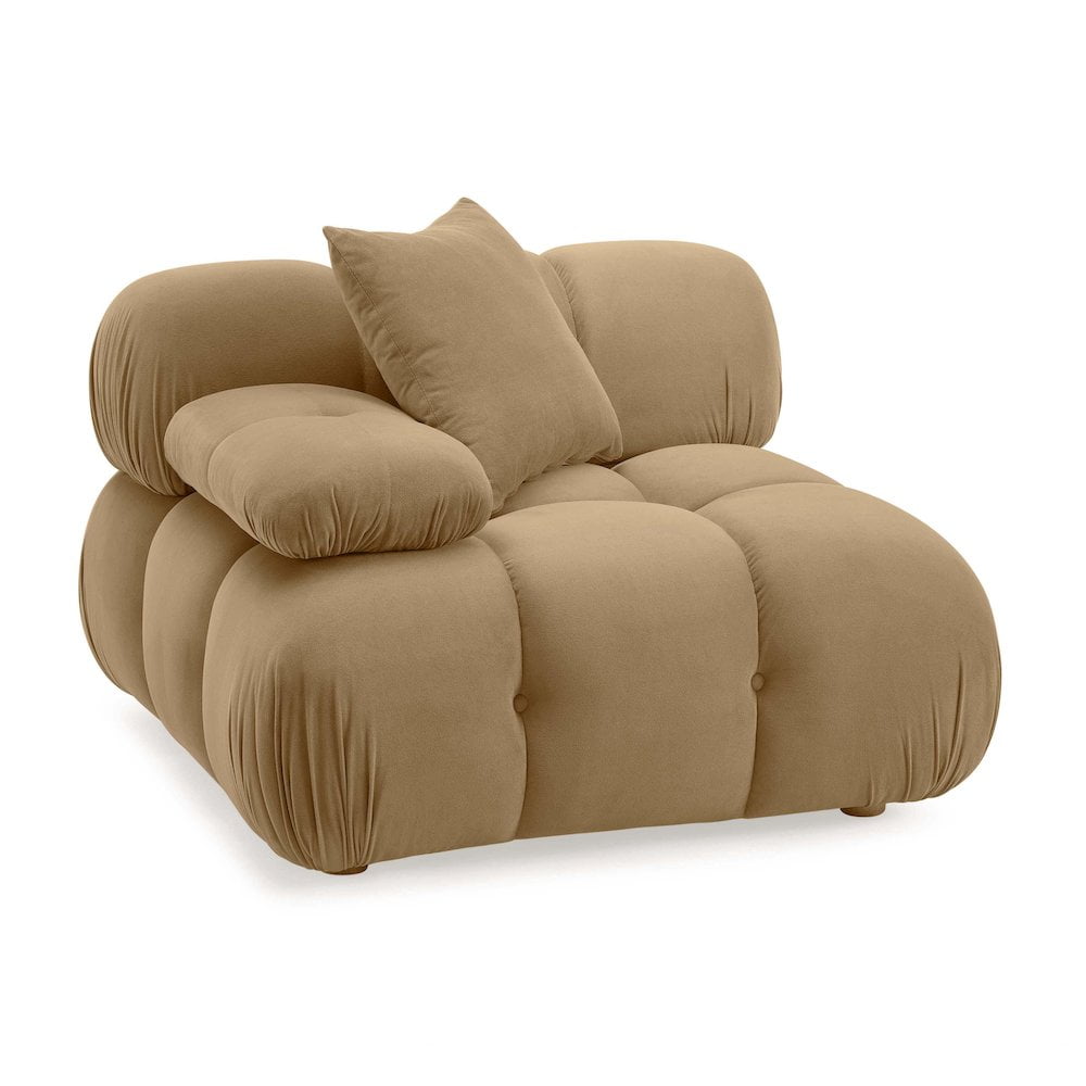 Brown Velvet Modular Corner Chair with Tufted Back