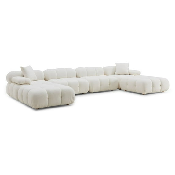 TOV Furniture Calliope Cream Vegan Shearling 6-piece Modular U-Sectional