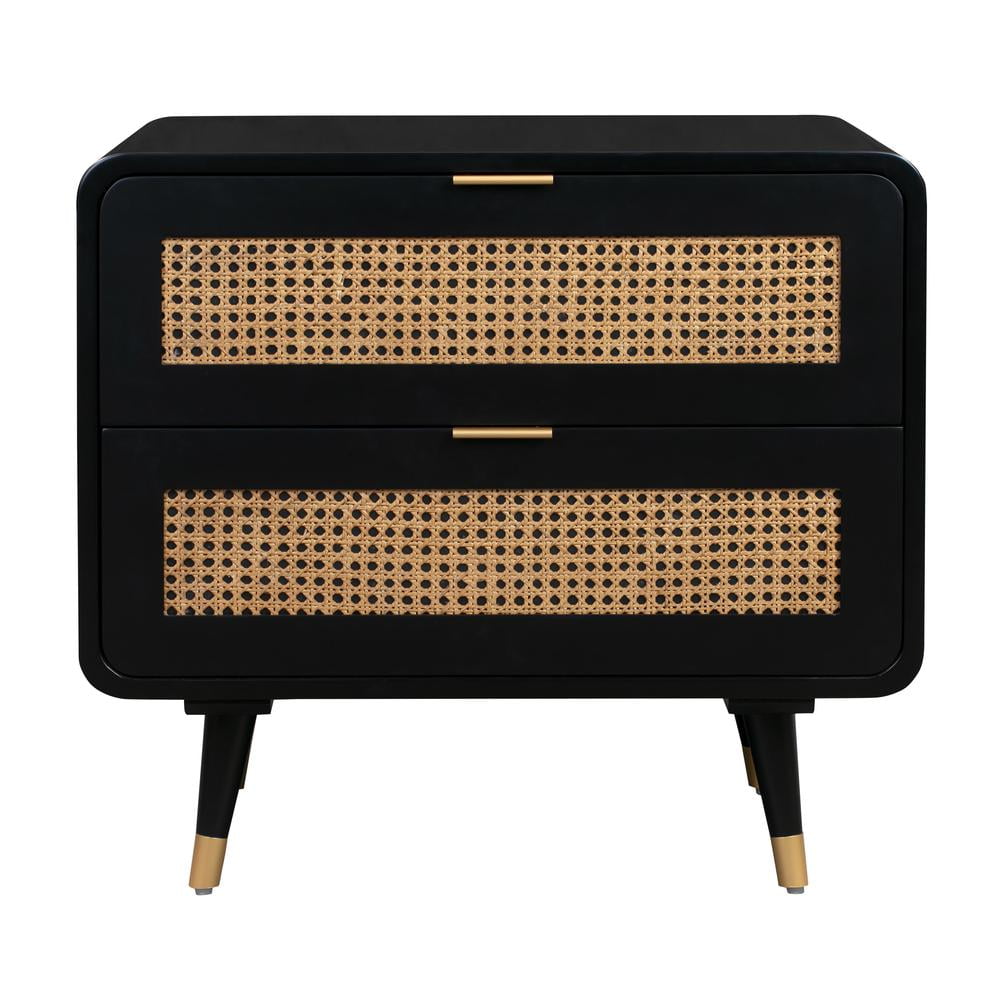 Christine Black 2-Drawer Contemporary Nightstand