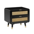 thumbnail image 1 of TOV Furniture Christine 2-Drawer Acacia Black Nightstand With Natural Cane, 1 of 8