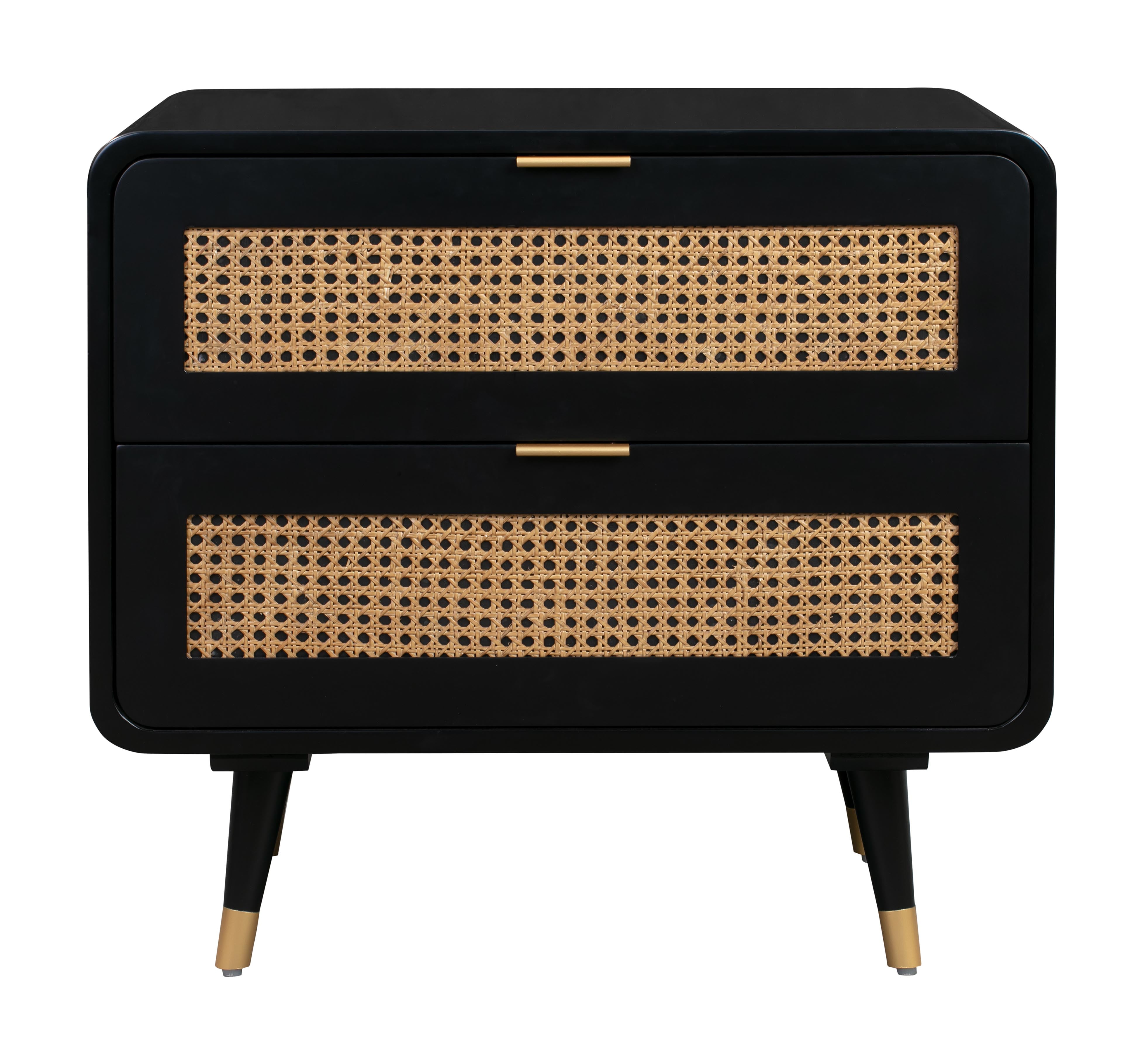 Christine Black 2-Drawer Contemporary Nightstand
