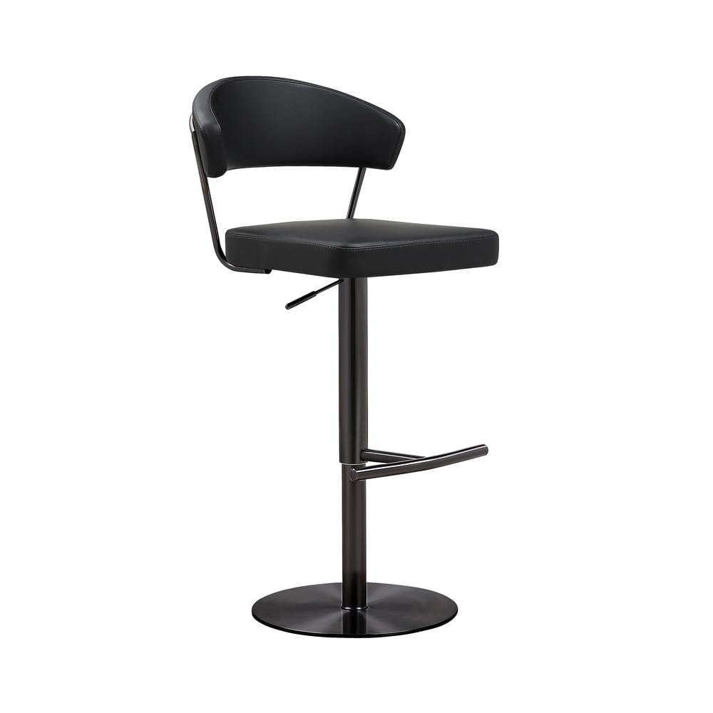 Cosmo Modern Black Leather Adjustable Swivel Barstool