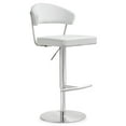 thumbnail image 1 of TOV Furniture Cosmo White Vegan Leather Barstool with Steel Frame, 1 of 7