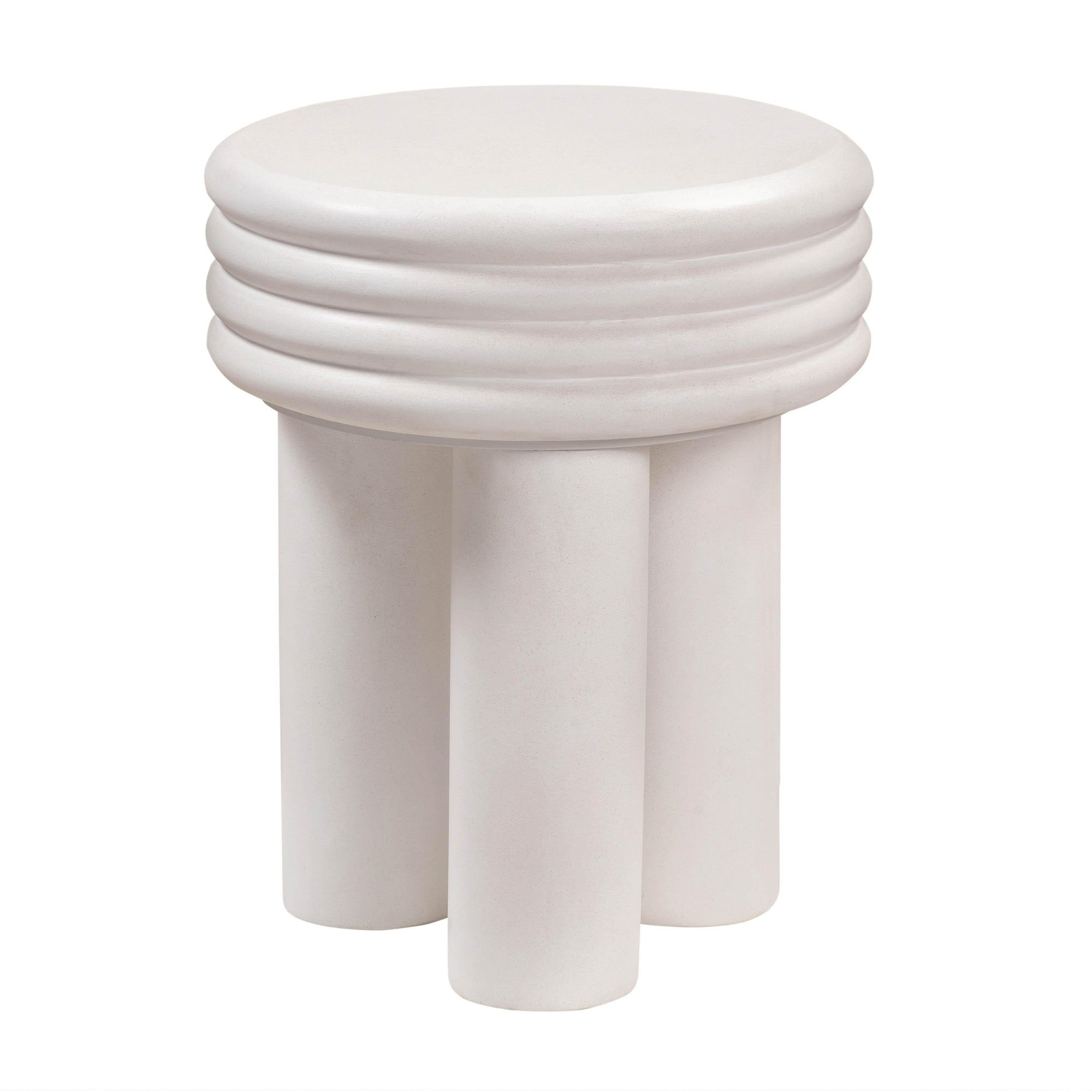 Delta Ivory Round Concrete Side Table - 14"x17"