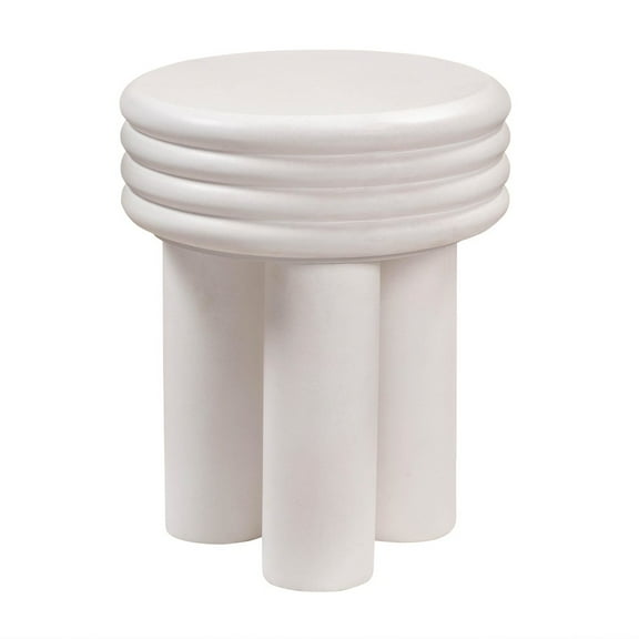 TOV Furniture Delta Concrete Round Side Table with Ivory Finish