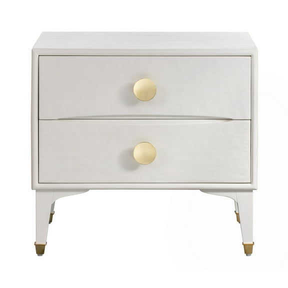 TOV Furniture Divine White Nightstand with Brass Accents