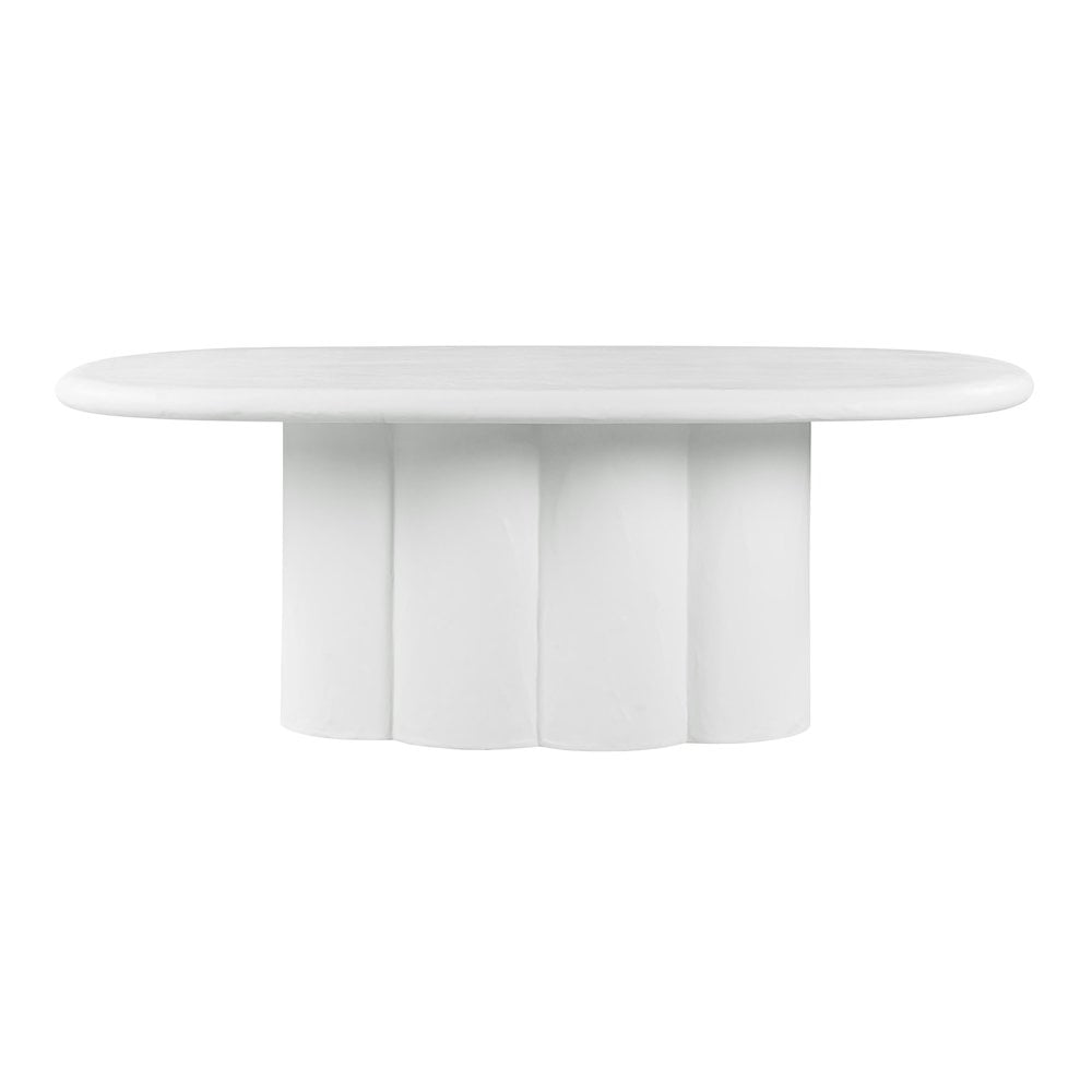 White Oval Marble and Wood Dining Table for Eight