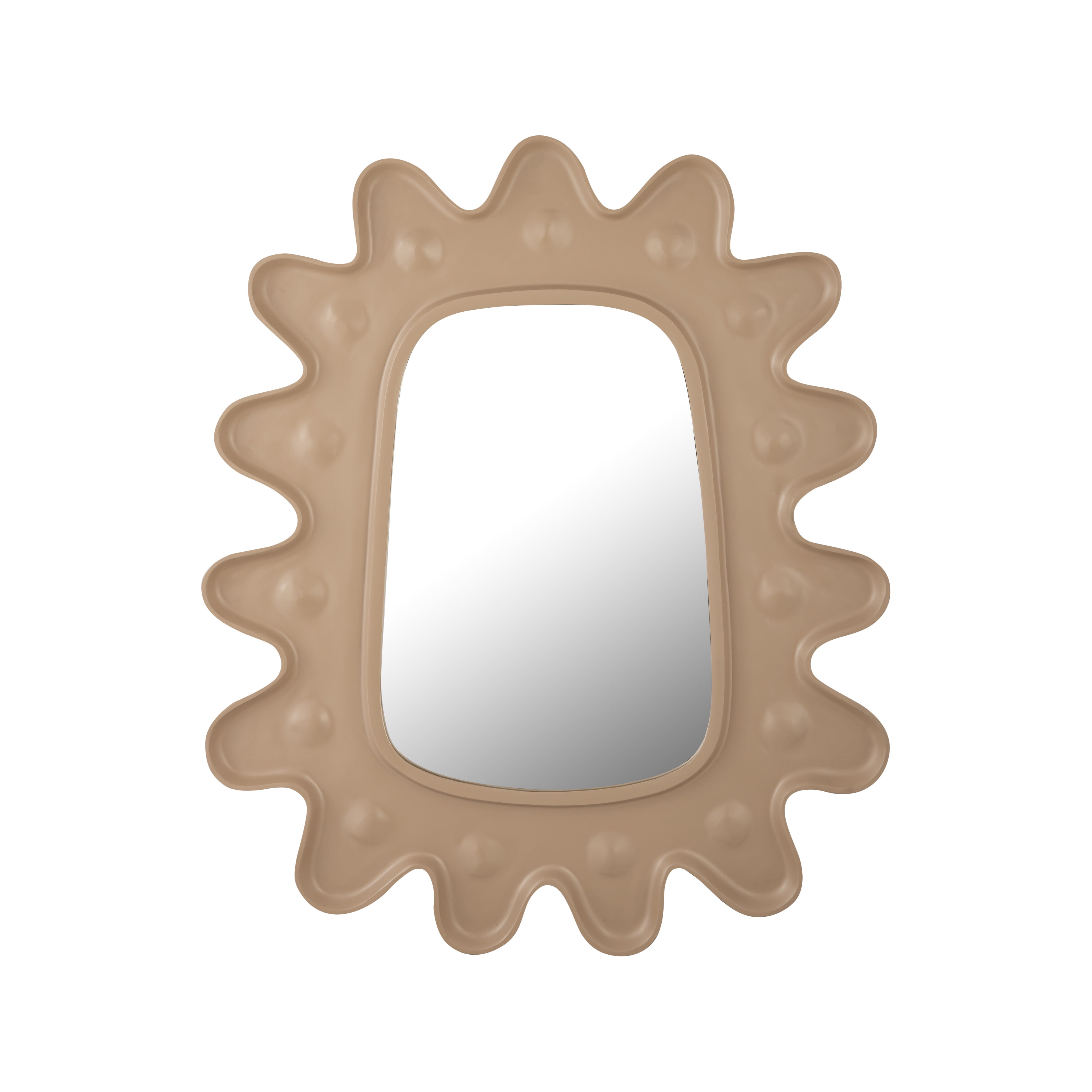 Contemporary Brown Wood and Aluminum Abstract Wall Mirror