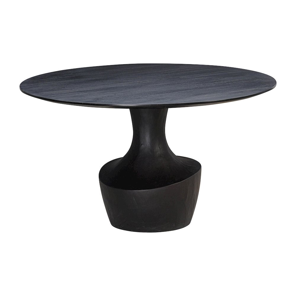 Black Acacia and Faux Plaster Round Dining Table