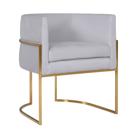 TOV Furniture Giselle Grey Velvet Dining Chair with Gold Frame