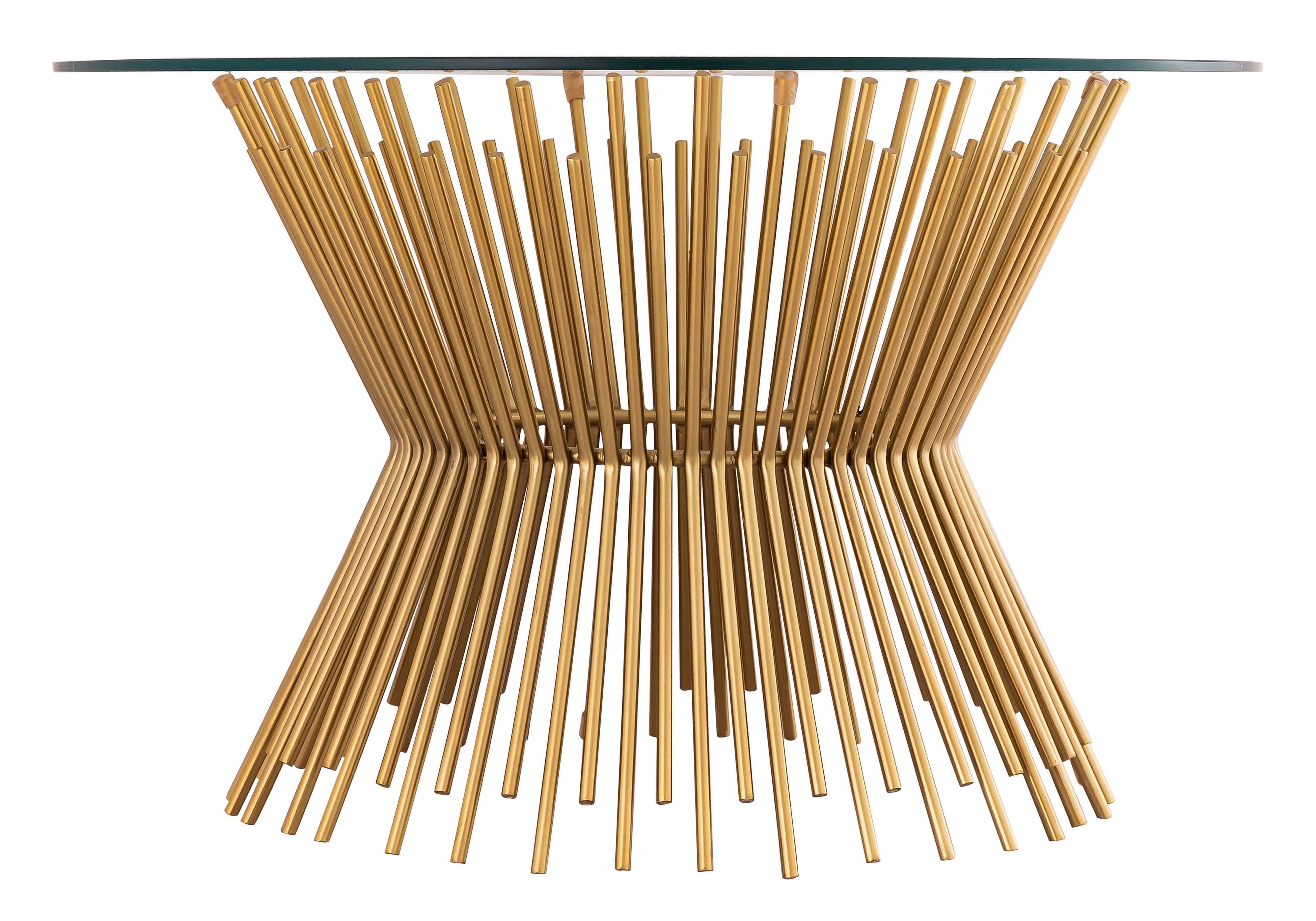 TOV Furniture Grace Glass Round Coffee Table with Gold Hourglass