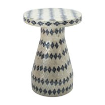 Halio Cream & Blue Checkered Shell Side Table