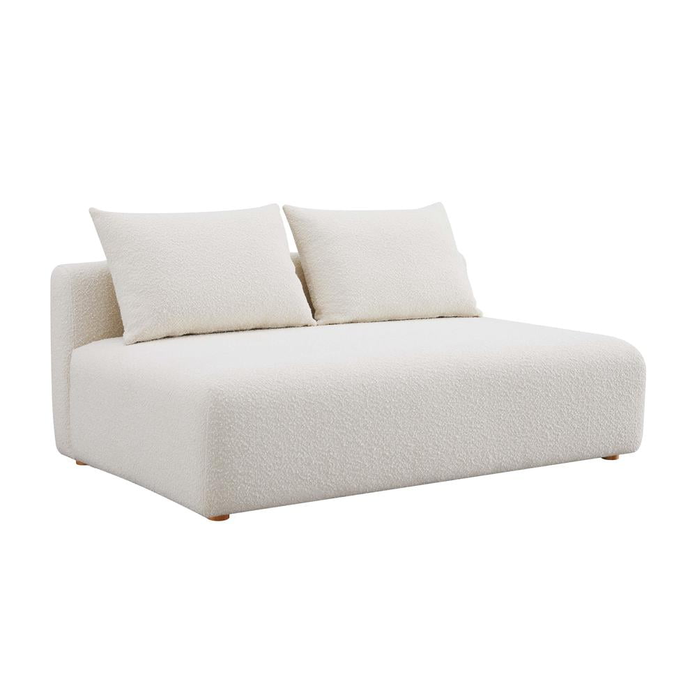 Cream Boucle Upholstered Modular Loveseat Sofa