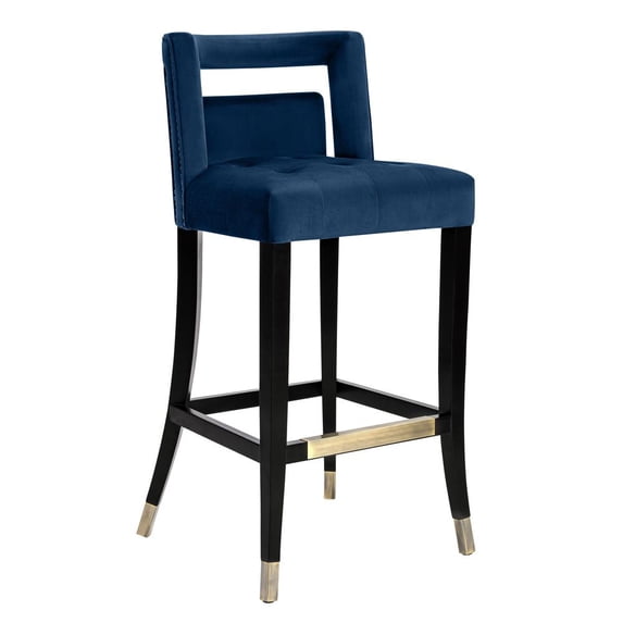 TOV Furniture Hart Navy Velvet Counter Stool with Gold Tipped Legs