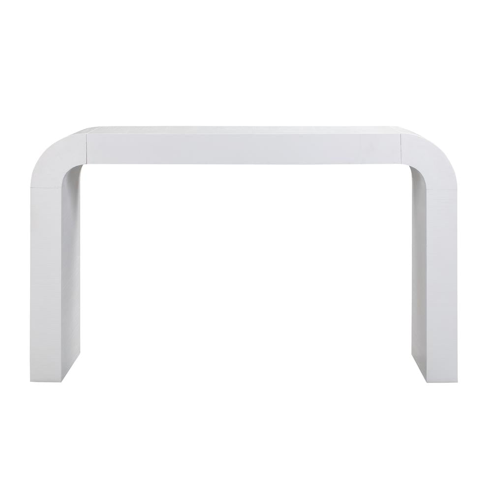 Modern Acacia Finish White Console Table with Storage