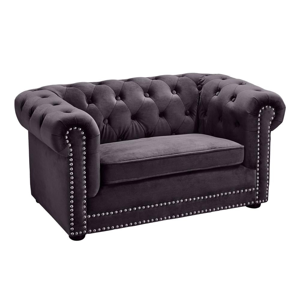 Gray Velvet Upholstered Elevated Sofa Pet Bed with Nailhead Trim