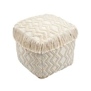 TOV Furniture Inca Pouf Tassled Edges With Geometric Patterns
