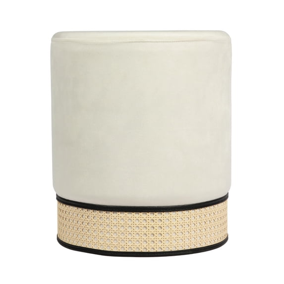 Ivy Cream Velvet Ottoman