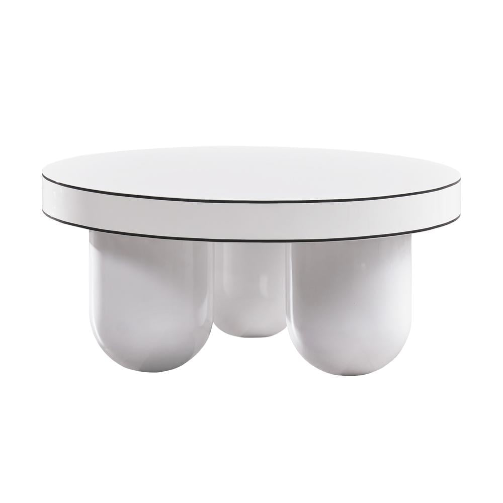 Jasper 33" White Glossy Round Wood Coffee Table