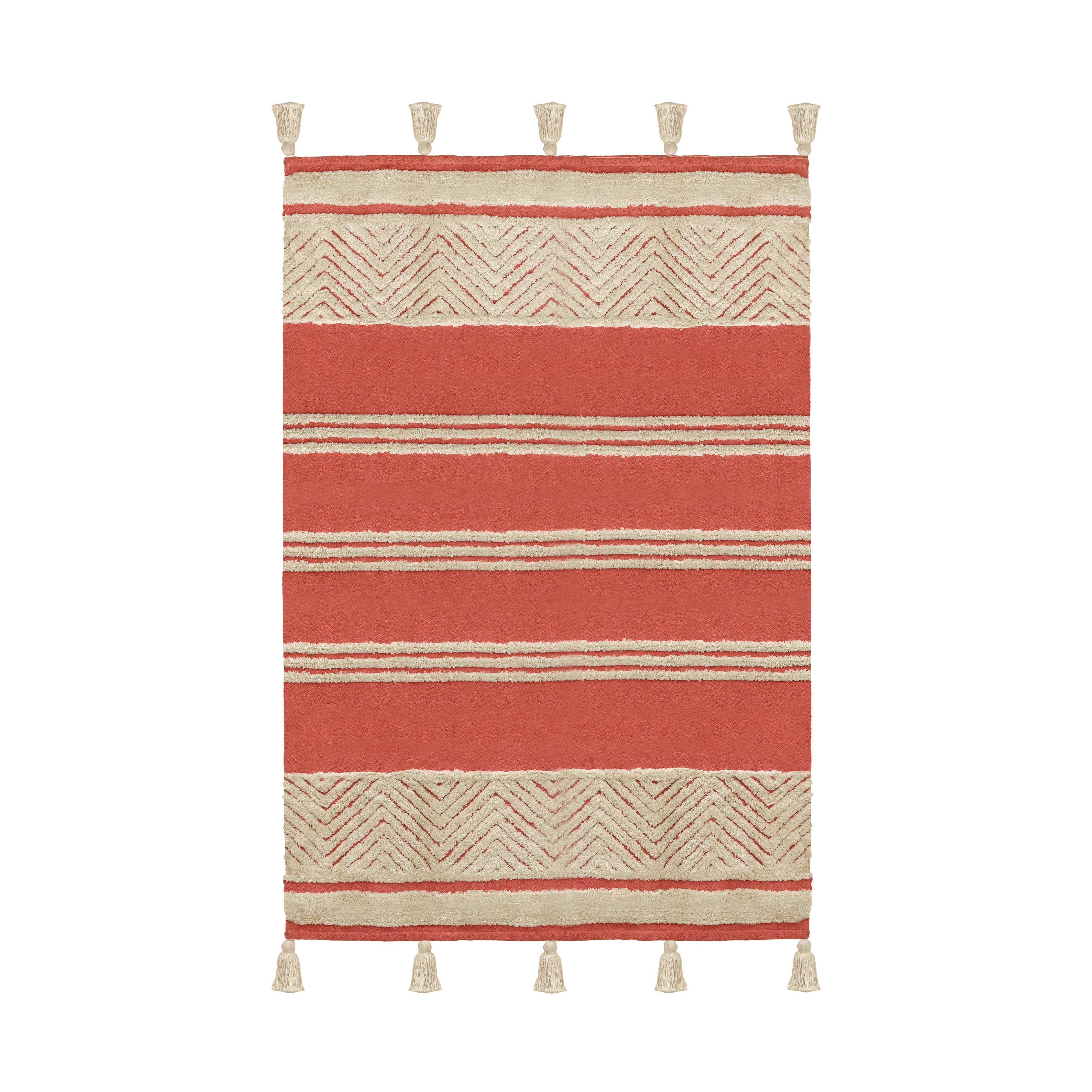 Jassey Pink and White Woven Cotton Throw Blanket