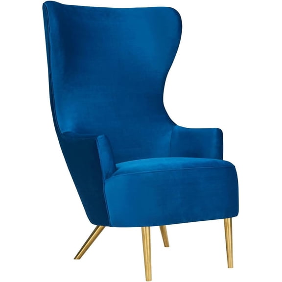TOV Furniture Julia 19.7" Modern Velvet Upholstered Wingback Chair in Navy