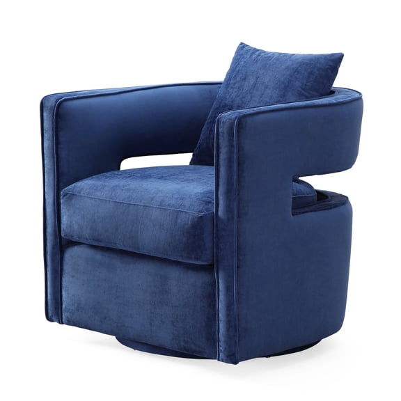 TOV Furniture Kennedy Navy Velvet Swivel Chair