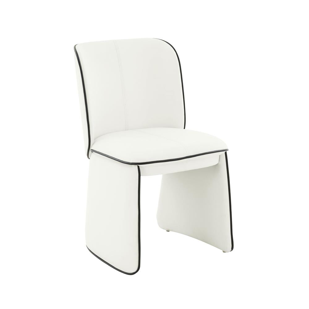 Cream Faux Leather Upholstered Armless Dining Side Chair