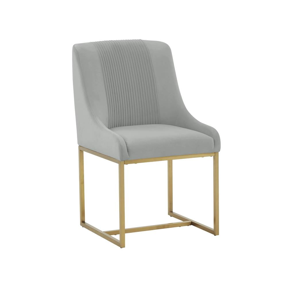 Gray Velvet Upholstered Arm Chair with Brass Legs