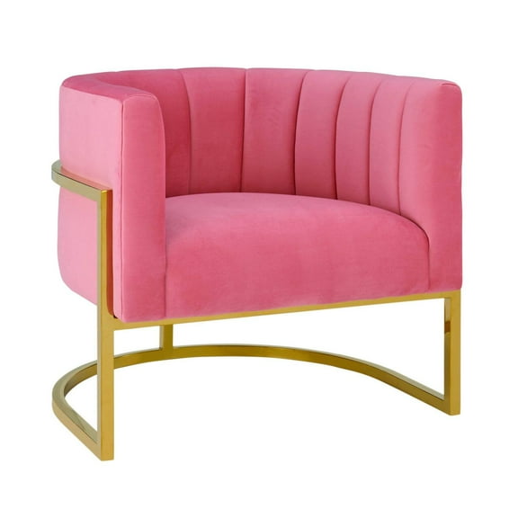 TOV Furniture Magnolia Barrel Accent Chair With Gold Steel Frame