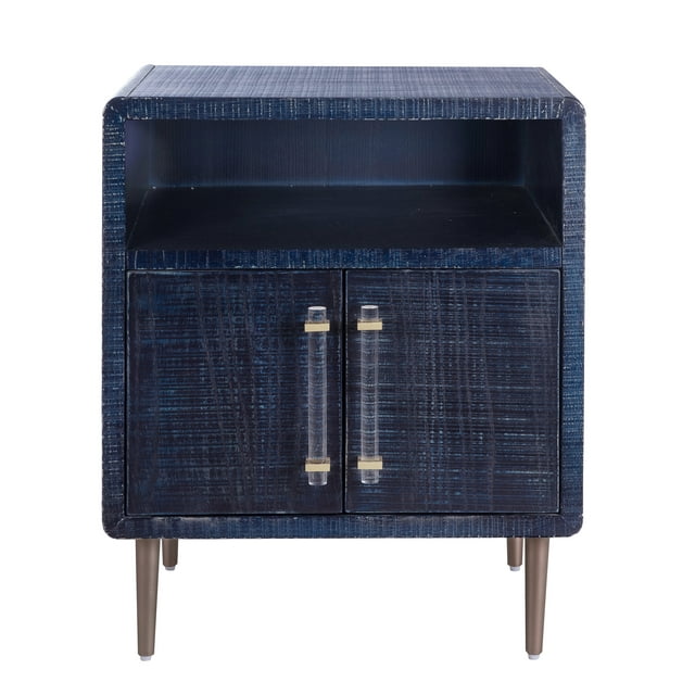 TOV Furniture Marco Textured Indigo Finish Side Table with Brass Legs