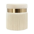 thumbnail image 1 of TOV Furniture Melody Cream Tasseled Ottoman with Brass Band, 1 of 6