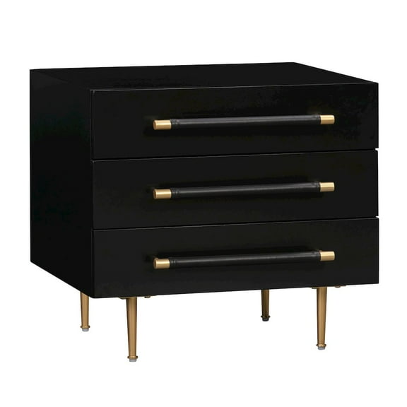TOV Furniture Modern Nightstand with 3 Drawers, Black