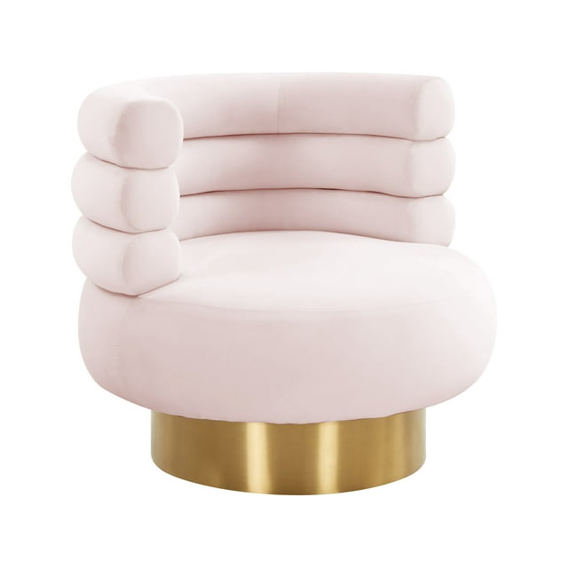 TOV Furniture Naomi Blush Velvet Swivel Chair with Gold Base