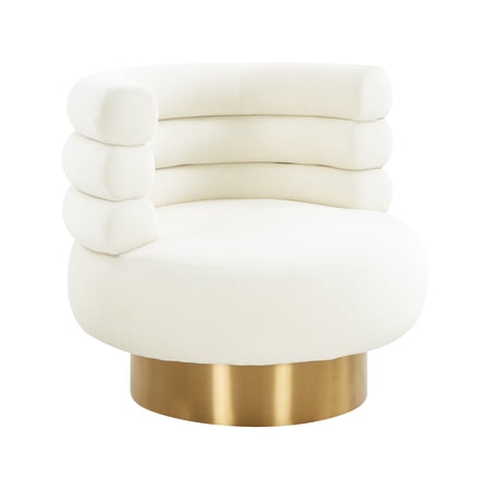 TOV Furniture Naomi Cream Velvet Swivel Chair with Gold Base