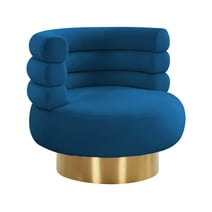 TOV Furniture Naomi Navy Velvet Swivel Chair with Gold Base