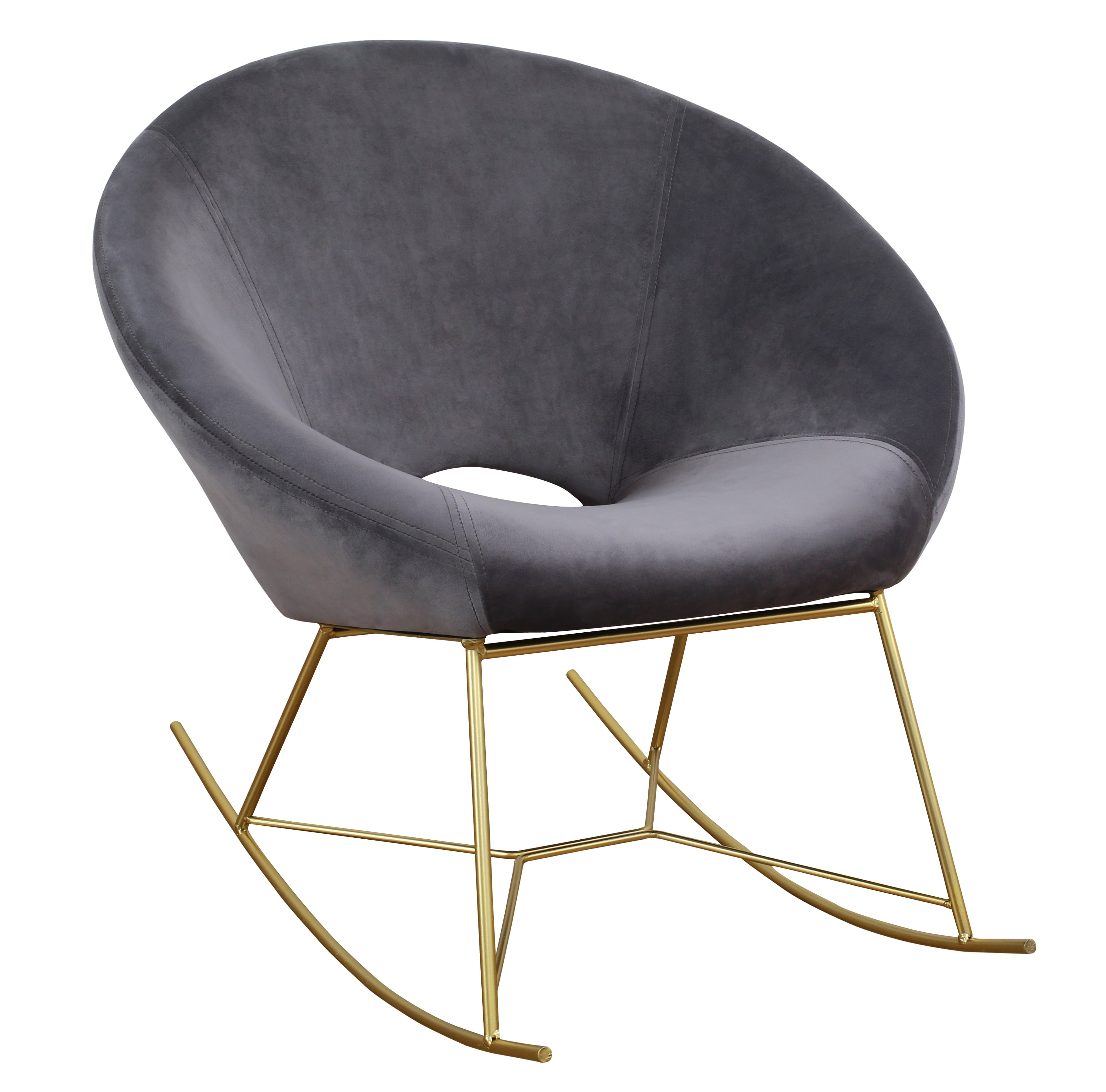 TOV Furniture Nolan Grey Velvet Rocking Chair with Gold Iron Rockers ...
