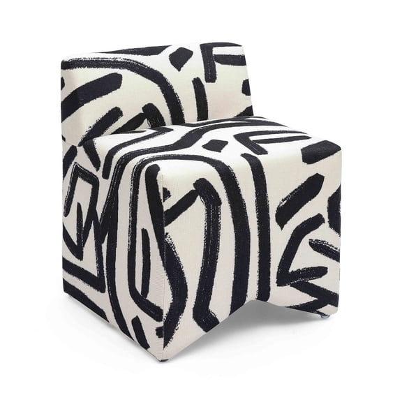 TOV Furniture Pippa Black Brushstroke Print Stool