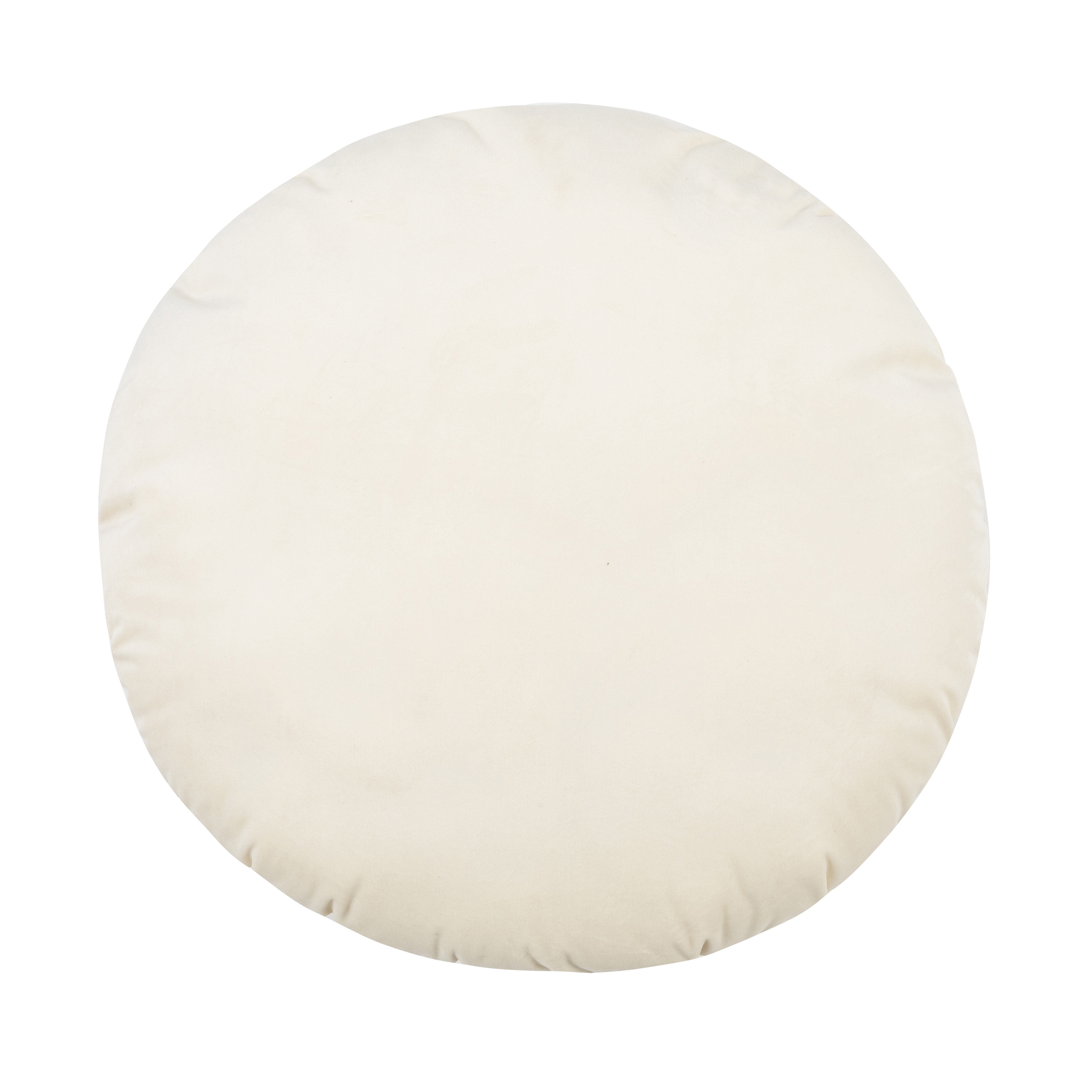 Contemporary 20" Cream Velvet Round Plush Pillow