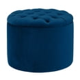 thumbnail image 1 of TOV Furniture Queen Navy Velvet Storage Ottoman, 1 of 5